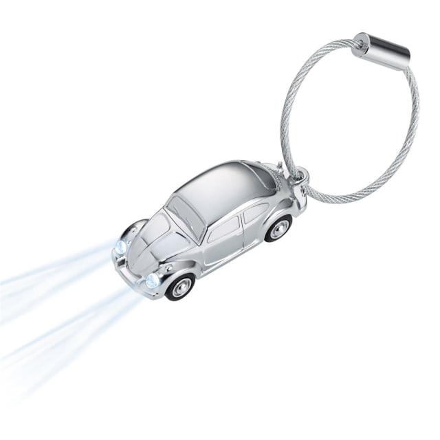 TROIKA VW Beetle Keyring & LED Light Silver