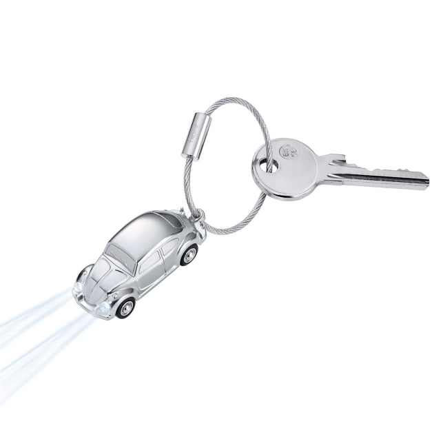 TROIKA VW Beetle Keyring & LED Light Silver