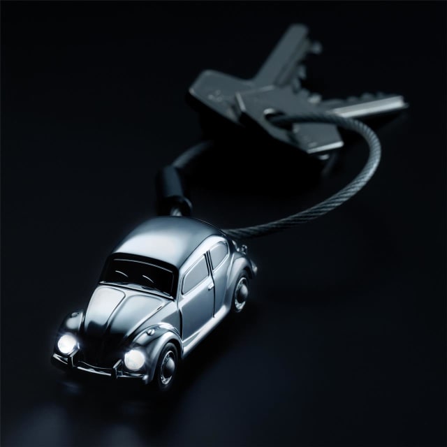 TROIKA VW Beetle Keyring & LED Light Silver