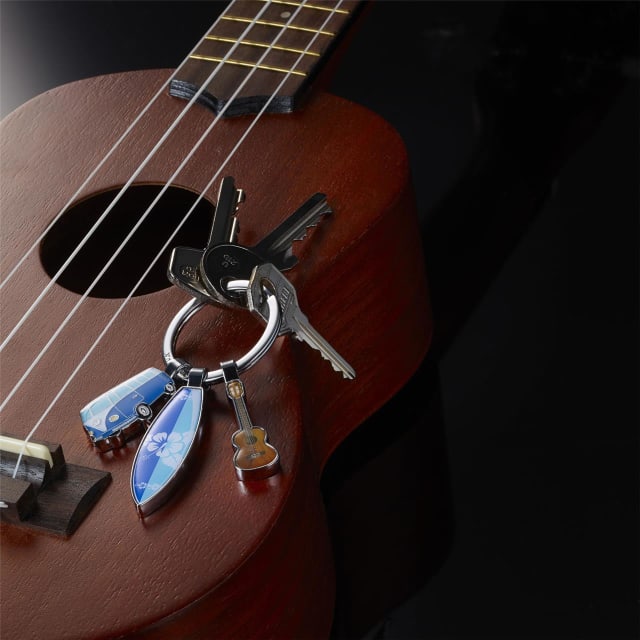 TROIKA Keyring 3 Charms VW, surfboard & guitar