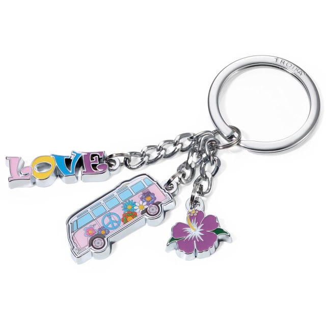 TROIKA Keyring 3 Charms, VW, flower & love