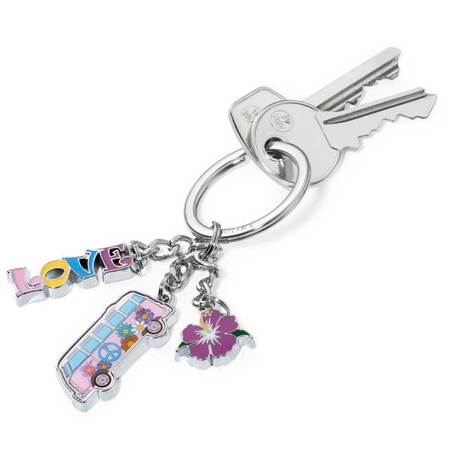 TROIKA Keyring 3 Charms, VW, flower & love