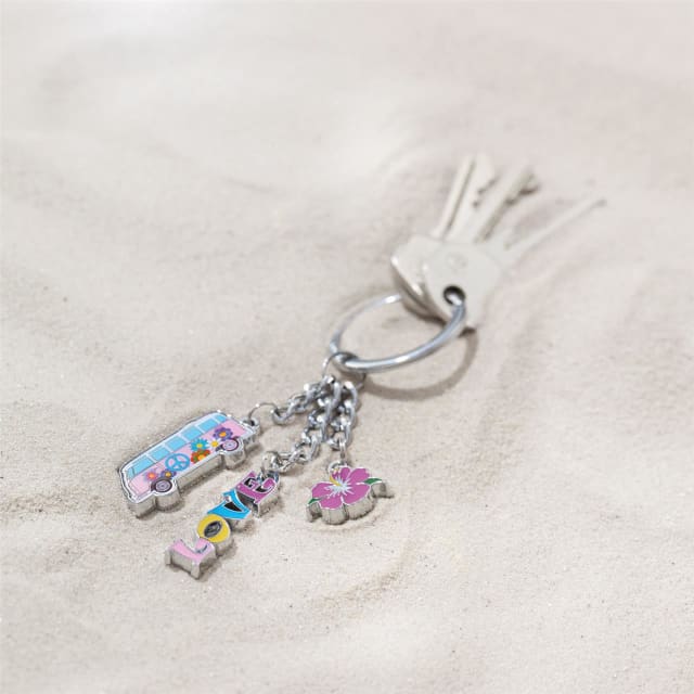 TROIKA Keyring 3 Charms, VW, flower & love