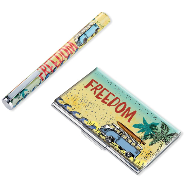 TROIKA VW Rollerball pen & B/Card case Set
