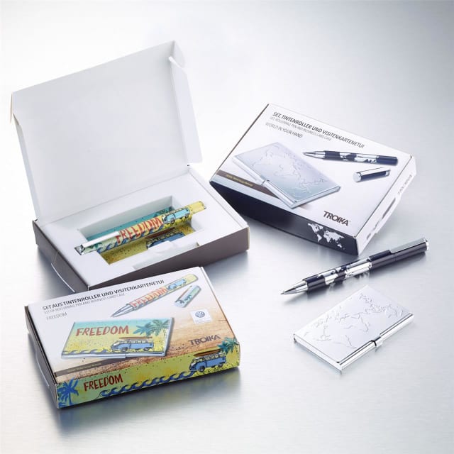 TROIKA VW Rollerball pen & B/Card case Set