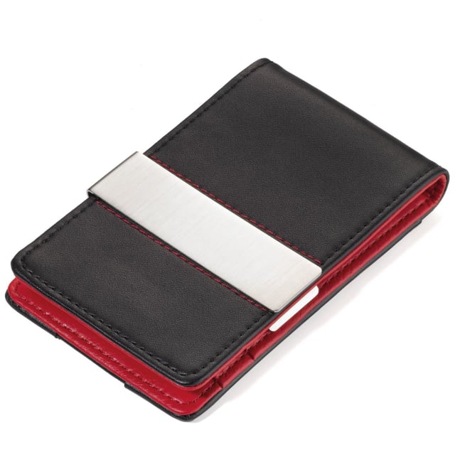 TROIKA Credit card case with M/Clip, black/red