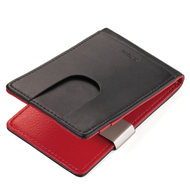 TROIKA Credit card case with M/Clip, black/red