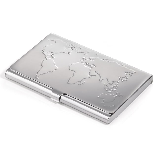 TROIKA B/Card case world map 17 card silver
