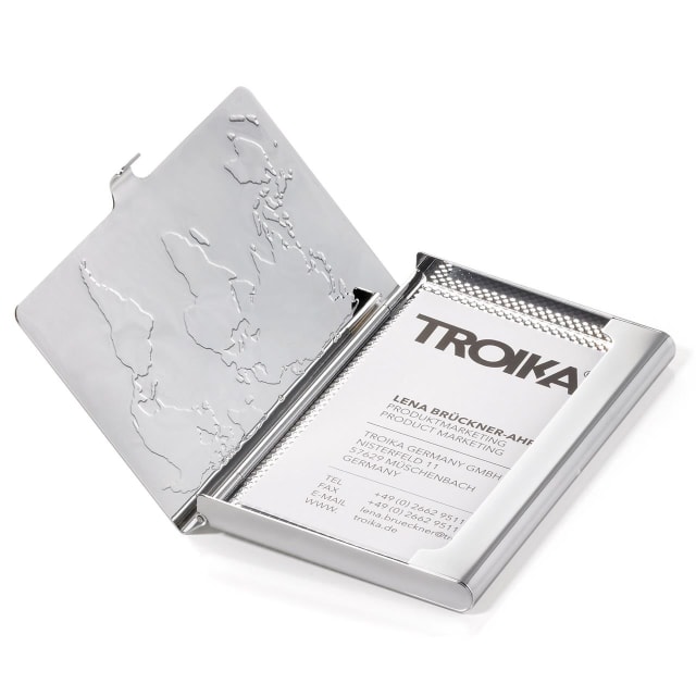 TROIKA B/Card case world map 17 card silver