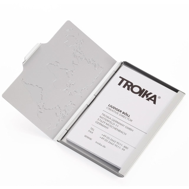 TROIKA B/Card case world map 10 card silver