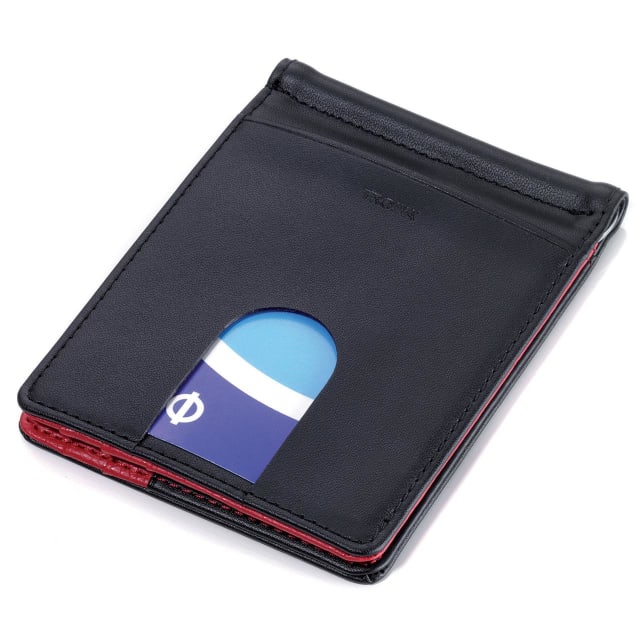 TROIKA Money clip wallet & c/case, black/red