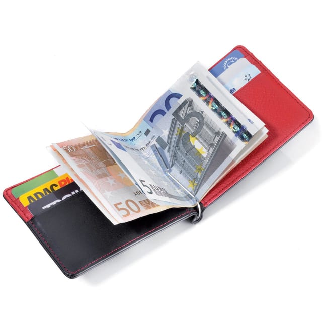 TROIKA Money clip wallet & c/case, black/red