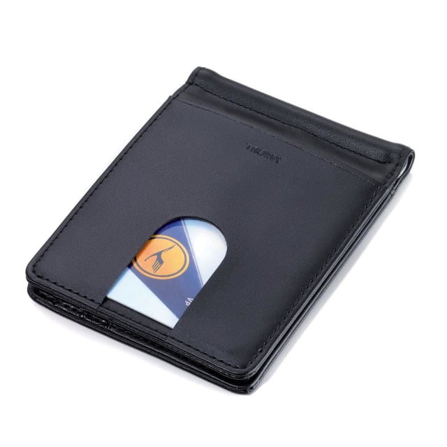 TROIKA Money clip wallet and card case, black