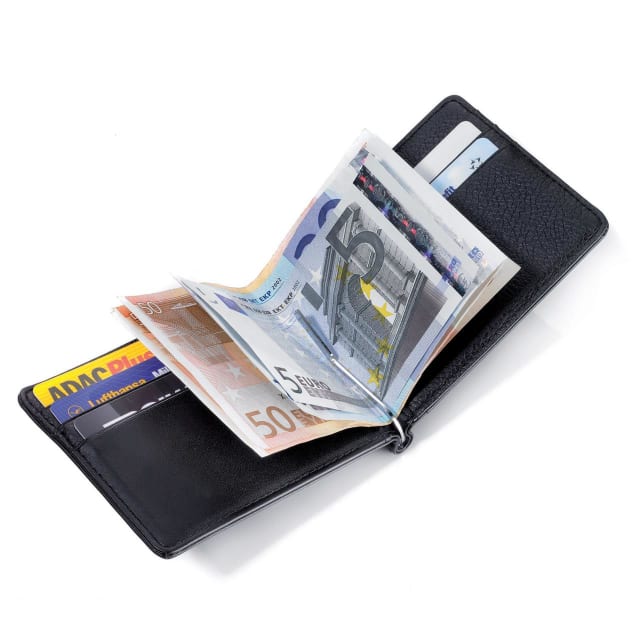 TROIKA Money clip wallet and card case, black