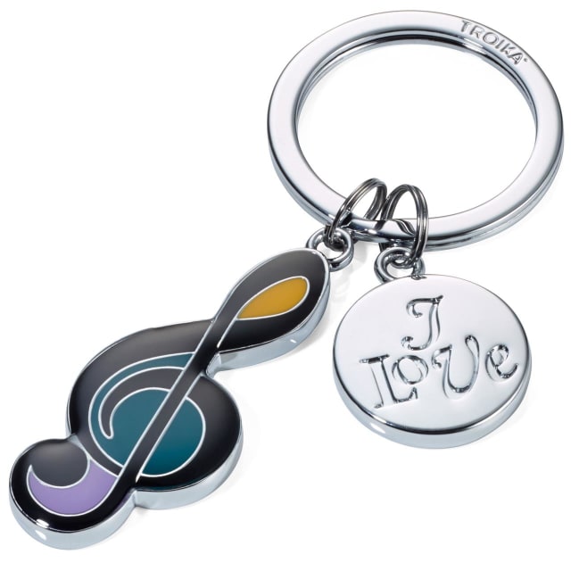 TROIKA Keyring I Love Music silver