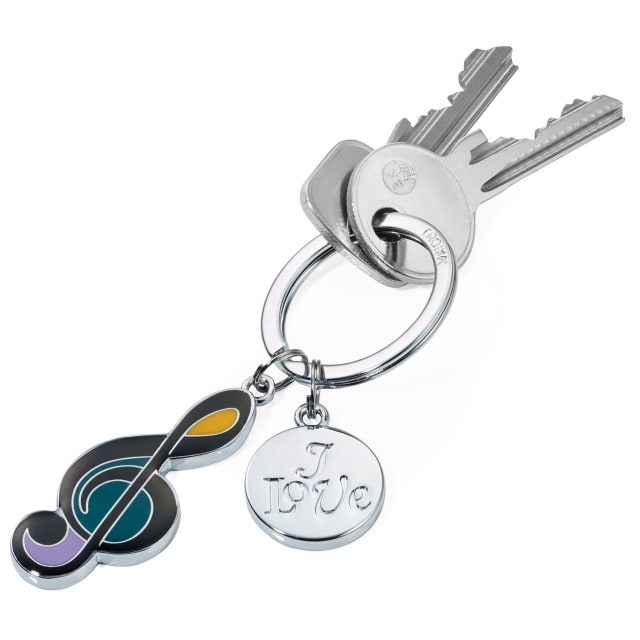 TROIKA Keyring I Love Music silver