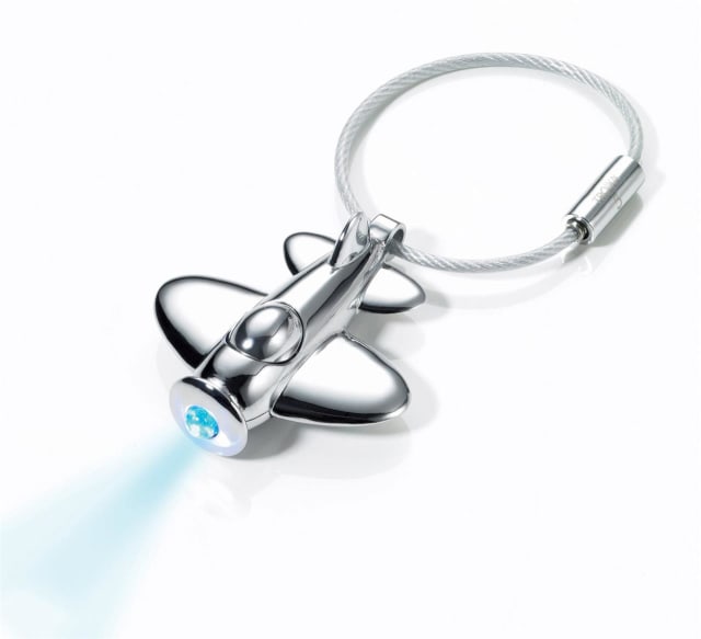 TROIKA Keyring with LED Light Aeroplane Silver