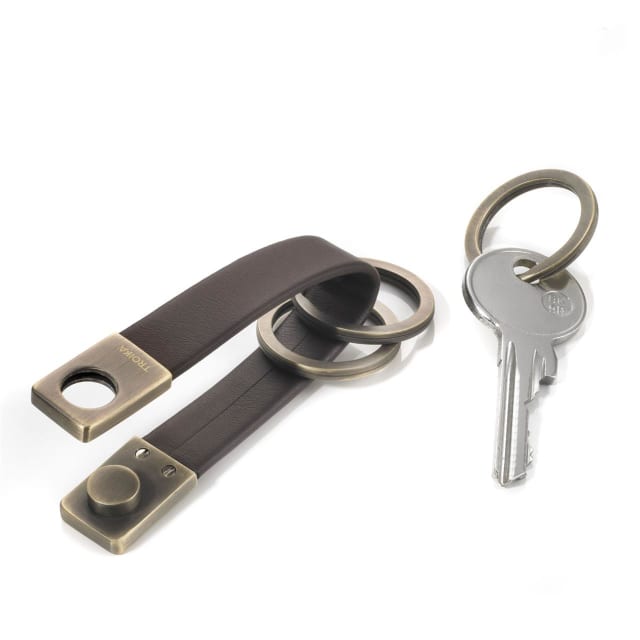 TROIKA Keyring Brass Twist-lock Leather Loop