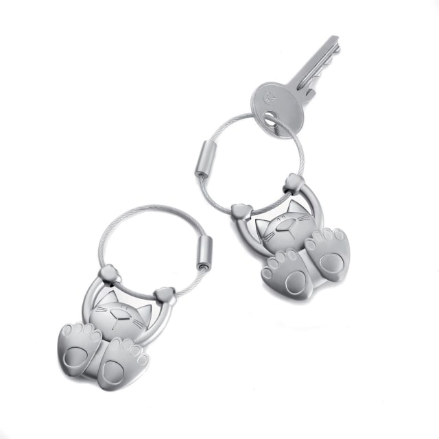 TROIKA Keyring Exercising cat silver
