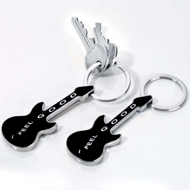 TROIKA Keyring I feel good guitar black/silver