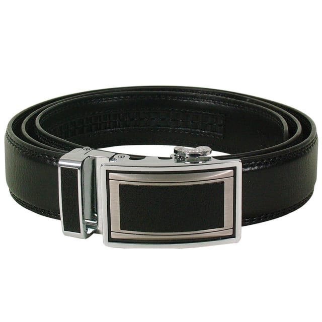 GDESIGN BLK LTHR BELT #11 SLV/LTHR BUCKLE 135CM