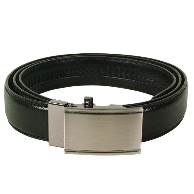 GDESIGN BLK LEATHER BELT#08 SLV BUCKLE 135CM