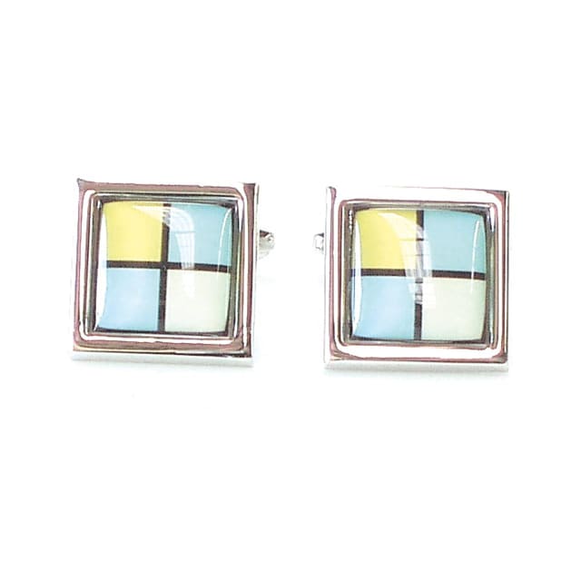 GDESIGN JT210 BLU/WH/YEL SQ CUFFLINKS