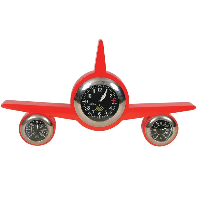 GDESIGN RETRO WEATHER CLOCK PLANE RED
