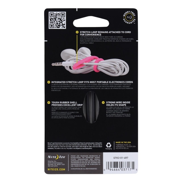 NITE IZE Gear Tie Cordable Twist Tie 3in 4Pk Black