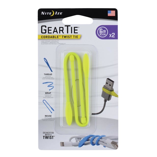 NITE IZE Gear Tie Cord-Twst Tie 6" 2Pk Neon Yellow
