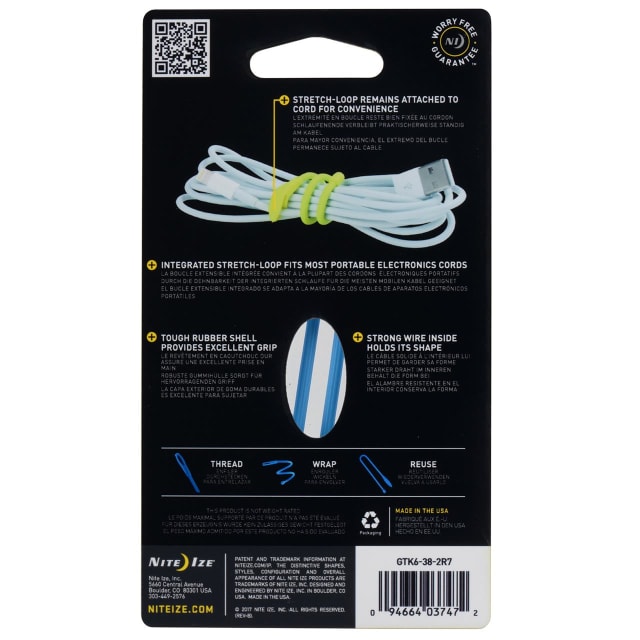 NITE IZE Gear Tie Cord-Twst Tie 6" 2Pk Bright Blue