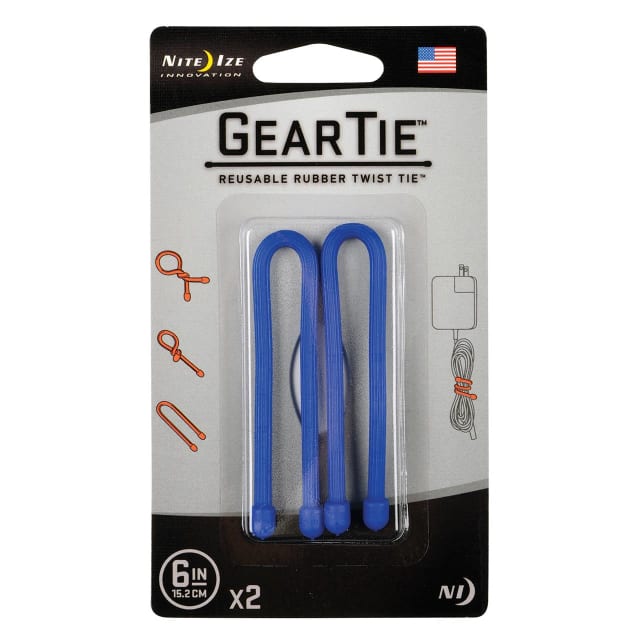 NITE IZE Gear Tie Reuse. Rub-Twst Tie 6in 2Pk Blue