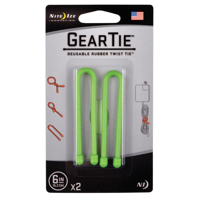 NITE IZE Gear Tie Reuse. Rub-Twst Tie 6" 2Pk Lime