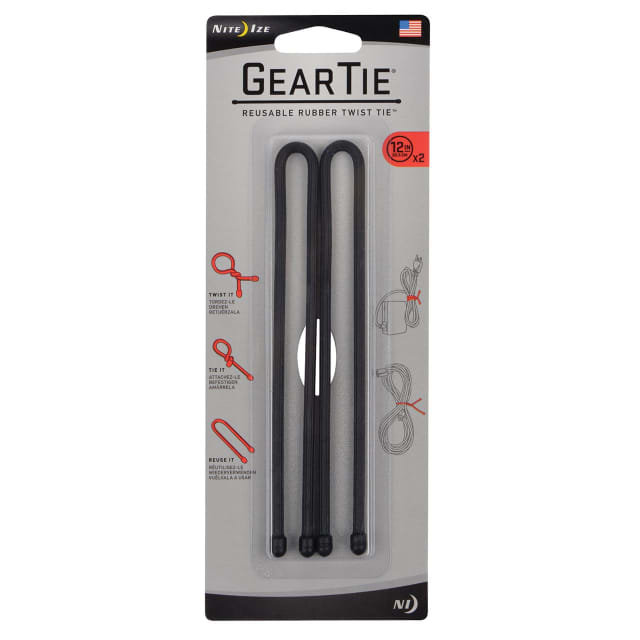 NITE IZE Gear Tie Reuse. Rub-Twst Tie 12" 2Pk Blk