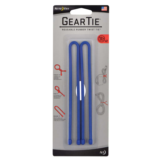 NITE IZE Gear Tie Reuse. Rub-Twist Tie 12" 2Pk Blue