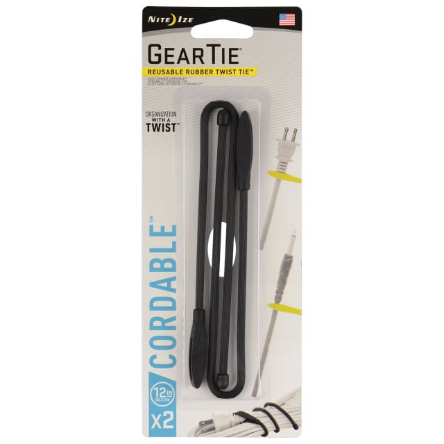 NITE IZE Gear Tie Cord-Twst Tie 12 in. 2Pk Black