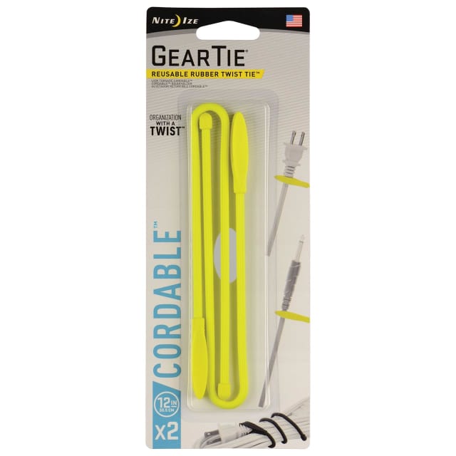 NITE IZE Gear Tie Cord-Twist Tie 12in 2Pk Yell