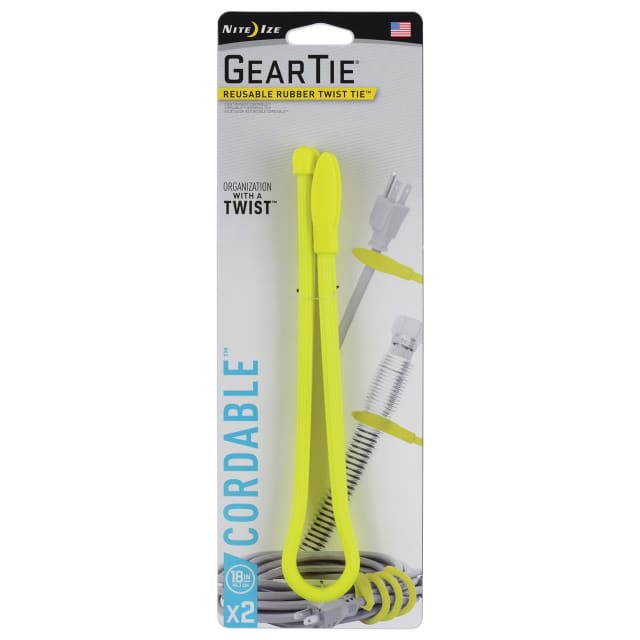NITE IZE Gear Tie Cord-Twst Ti 18in 2Pk Neon Yell