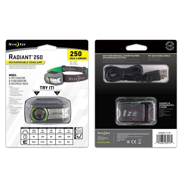 NITE IZE Radiant 250 Rechargeable Headlamp