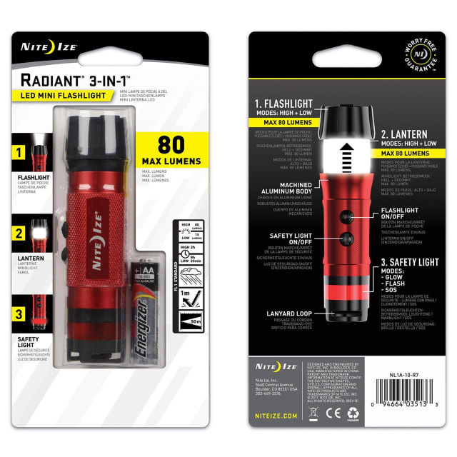 NITE IZE Radiant 3-in-1 LED Mini Flashlight Red