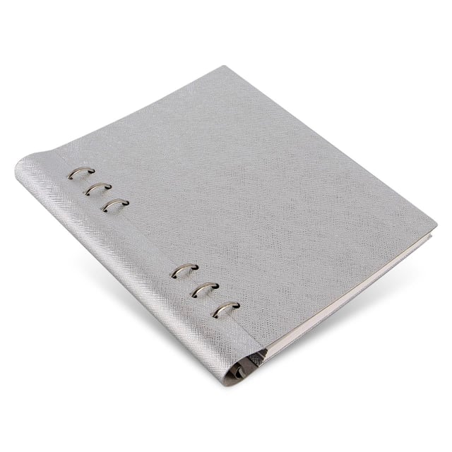 FILOFAX A5 SAFFIANO CLIPBOOK METALLIC SILVER