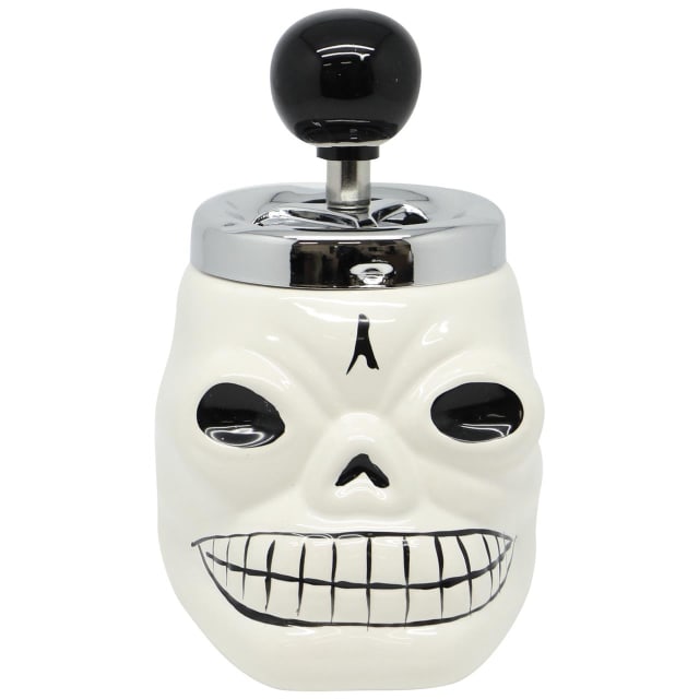AZTEC 80 SKULL SPINNING ASHTRAY - WHITE