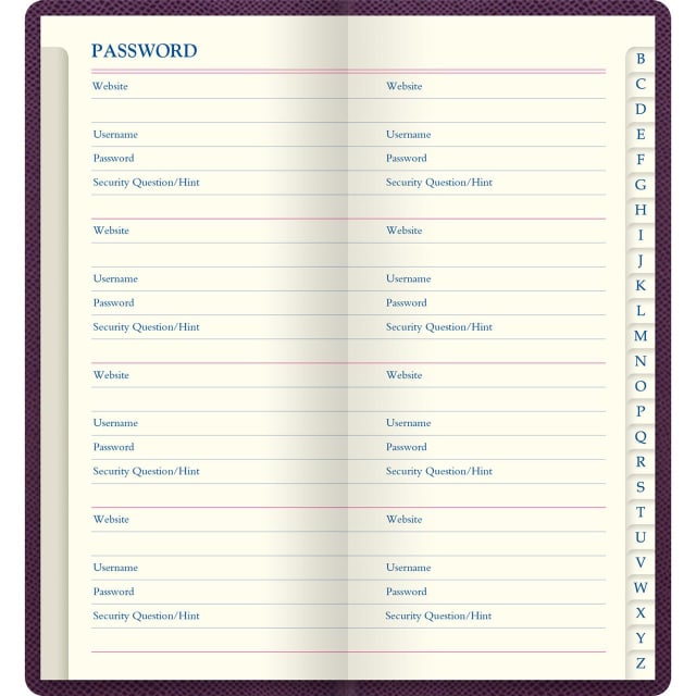 LETTS Legacy Slim Pkt Password book Prpl