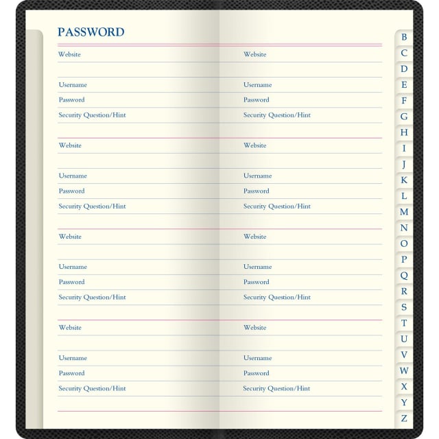 LETTS Legacy Slim Pkt Password book Blk