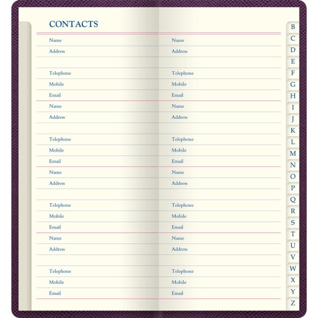 LETTS Legacy Slim Pkt Address book Prpl
