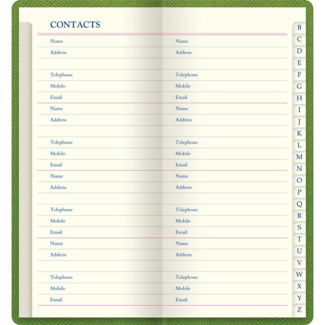 LETTS Legacy Slim Pkt Address book Green