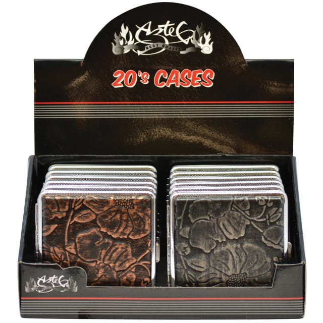 AZTEC 20s CIG CASE LEATHER FLOWERS (12=1)