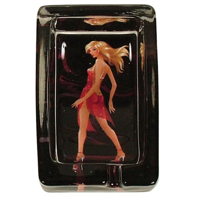 AZTEC GLASS ASHTRAY RED DRESS BLONDE