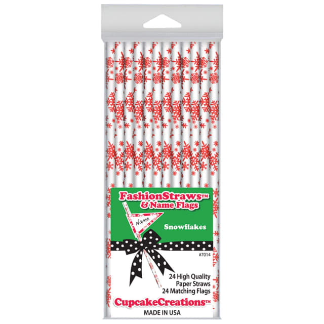 CUP CAKE CREATION 7014 19CM STRWS RED SNOWFLKS C/CAKE 24PC