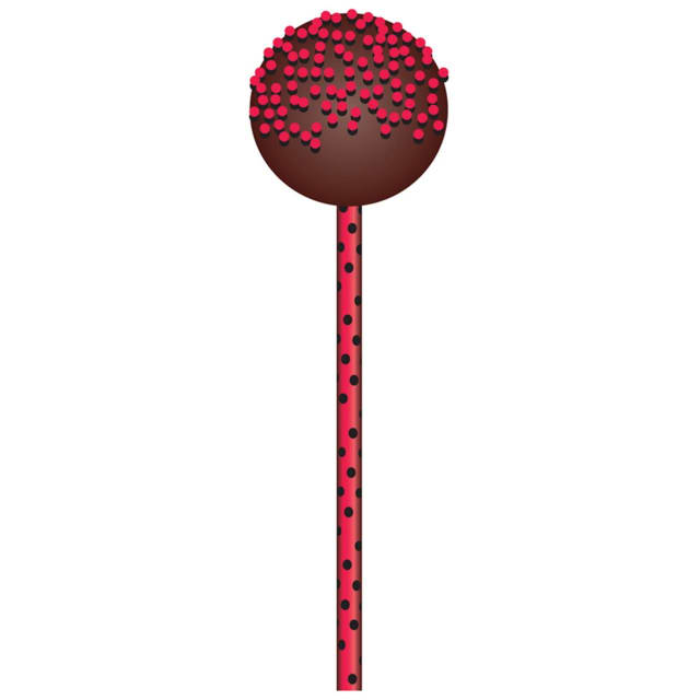 CUP CAKE CREATION 7207 15CM CAKEPOP STK BLK DOTS RED 24PC